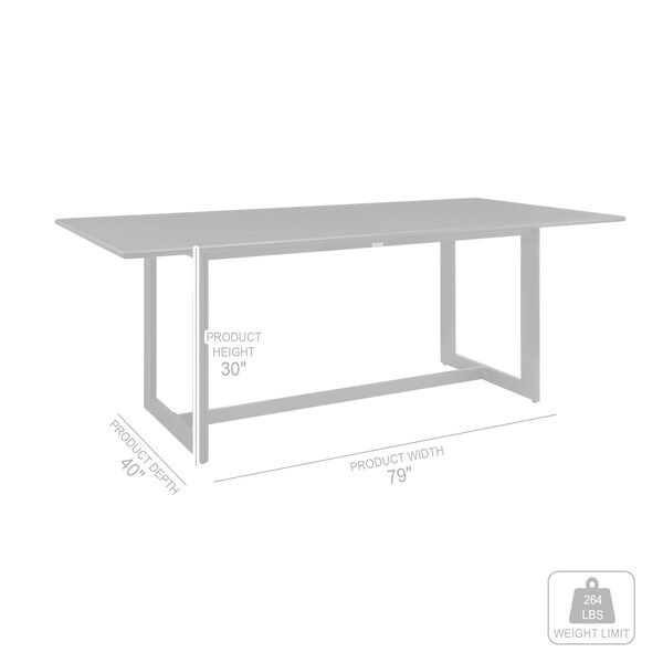 Armen Living Grand Outdoor Patio Dining Table in Aluminum - 840254332706