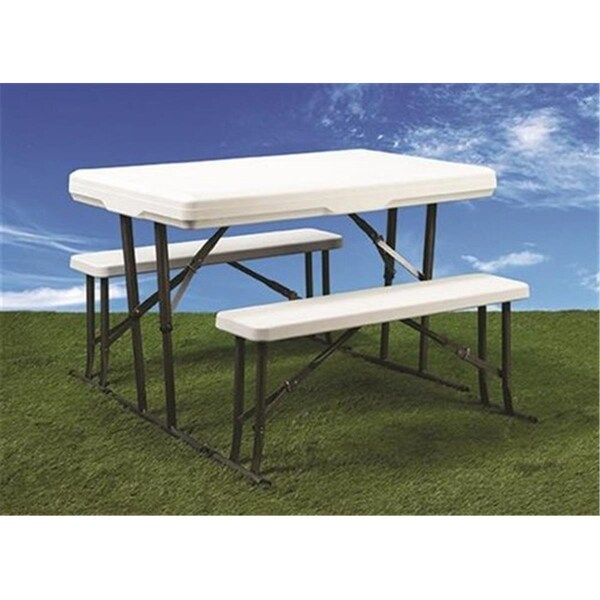 Sekkusu Furniture 69863 Folding White Picnic Table & Nesting Benches - SE3572144