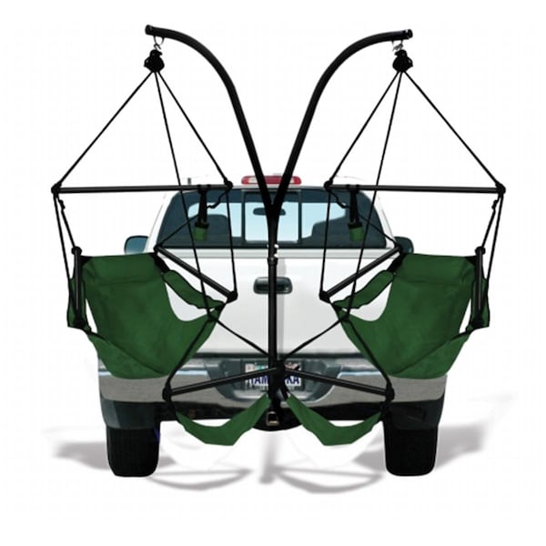Grilltown KingsPond   Hammaka Trailer Hitch Stand with Hunter Green Hammaka Chairs Combo - GR88287