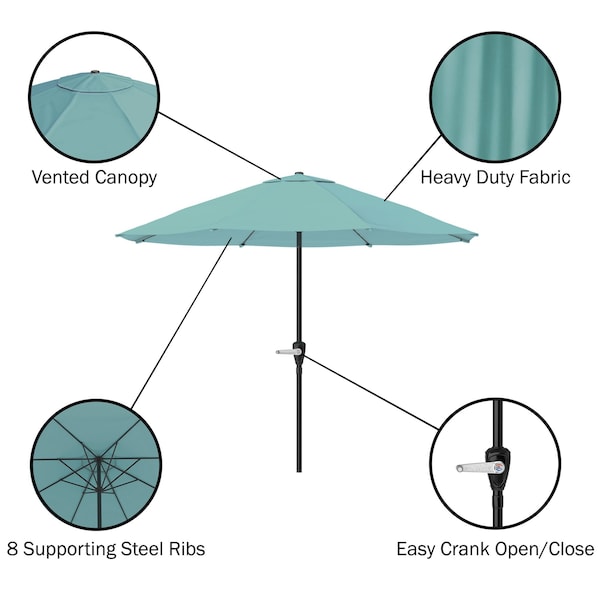 Pure Garden 9-Foot Outdoor Patio Umbrella with Base, Sand - 50-LG1041