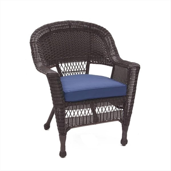 Propation Espresso Wicker Chair With Blue Cushion - PR3001032