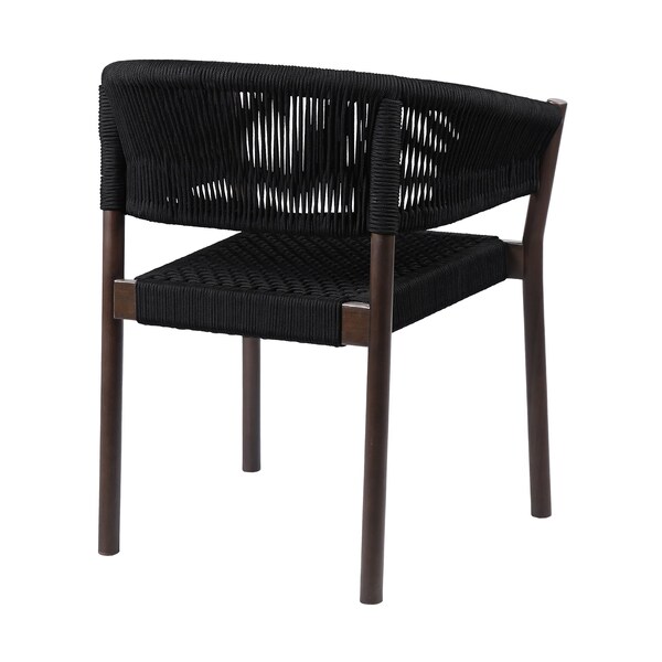 Armen Living Doris Outdoor Patio Dining Chair in Dark Eucalyptus Wood with Black Rope - Set of 2 - LCDOSIBLK