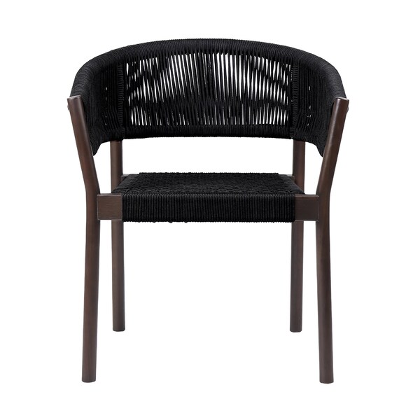 Armen Living Doris Outdoor Patio Dining Chair in Dark Eucalyptus Wood with Black Rope - Set of 2 - LCDOSIBLK