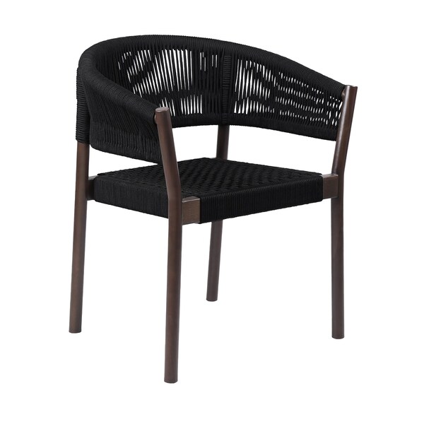 Armen Living Doris Outdoor Patio Dining Chair in Dark Eucalyptus Wood with Black Rope - Set of 2 - LCDOSIBLK