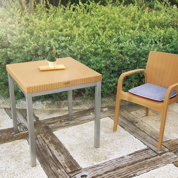 Lagoon Russ Rattan Style Dining Table with Aluminum Legs - 7022N4-D2LGS