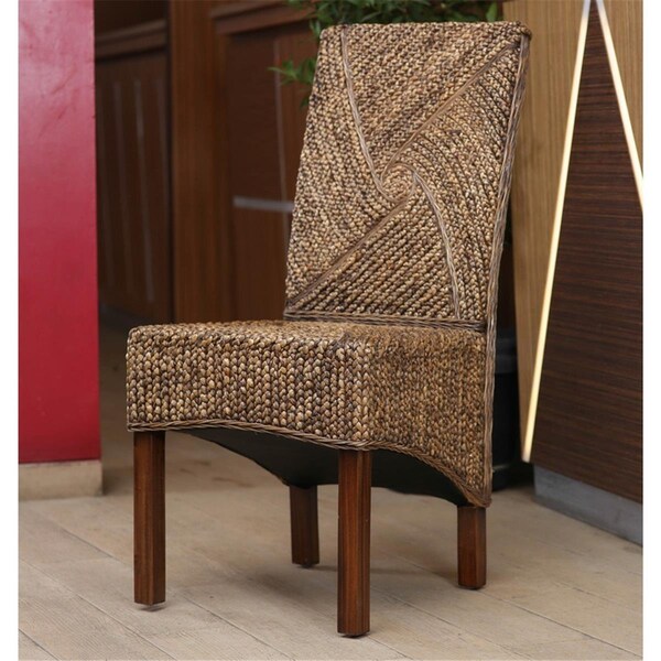International Caravan Lambada Hyacinth Spiral Design Chair, Salak Brown - SG-3305-1CH