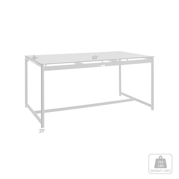 Armen Living Royal Black Aluminum and Teak Outdoor Dining Table with Stone Top - 840254332805