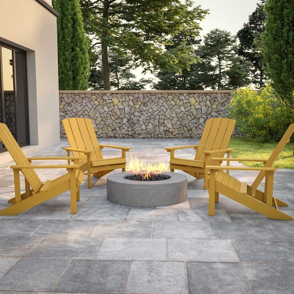 Flash Furniture Yellow Poly Resin Adirondack Chair 4PK - 4-JJ-C14501-YLW-GG