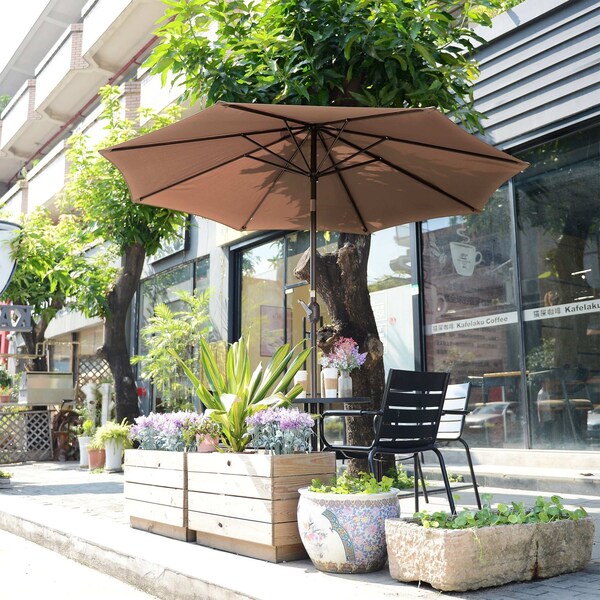 Villacera 9-Foot Outdoor Patio Umbrella, Brown - 83-OUT5441