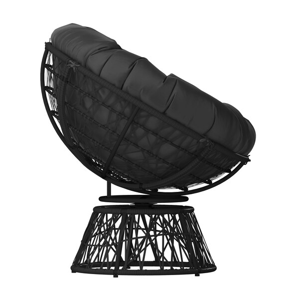 Flash Furniture Bowie Comfort Series Black Swivel Patio Chair with Black Cushion - JE-5101W-BK-GG