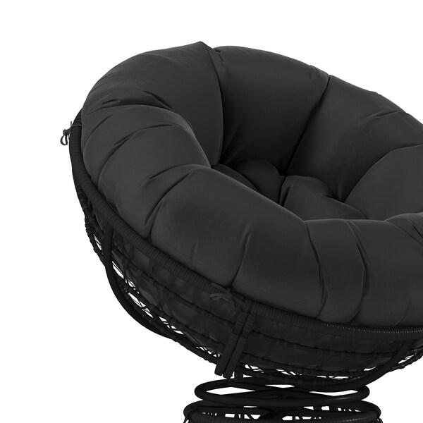 Flash Furniture Bowie Comfort Series Black Swivel Patio Chair with Black Cushion - JE-5101W-BK-GG