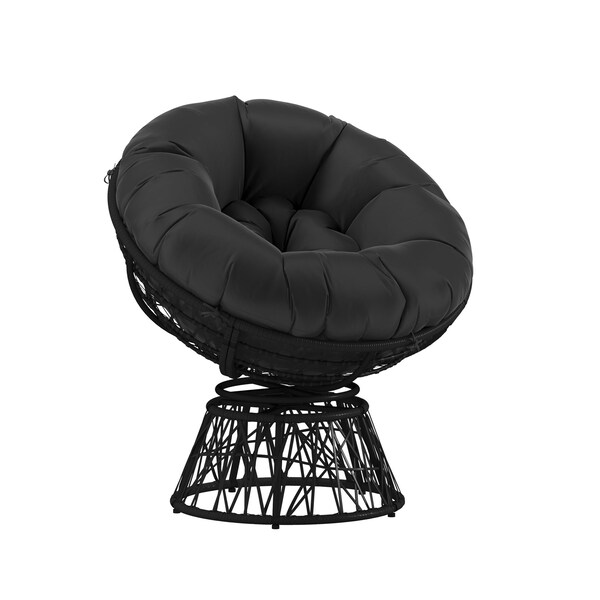 Flash Furniture Bowie Comfort Series Black Swivel Patio Chair with Black Cushion - JE-5101W-BK-GG