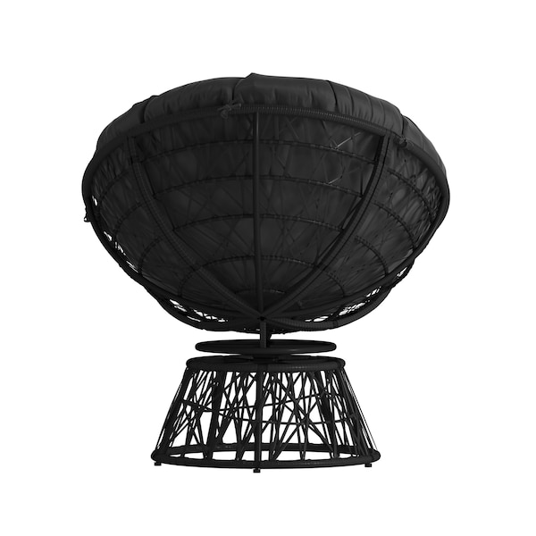 Flash Furniture Bowie Comfort Series Black Swivel Patio Chair with Black Cushion - JE-5101W-BK-GG