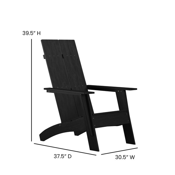 Flash Furniture Set of 2 Black Modern Adirondack Chairs & Ottomans - 2-JJ-C14509-14309-BK-GG
