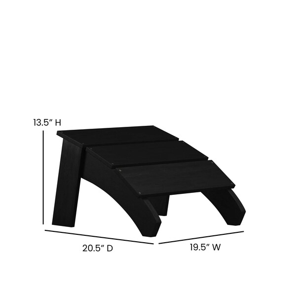 Flash Furniture Set of 2 Black Modern Adirondack Chairs & Ottomans - 2-JJ-C14509-14309-BK-GG