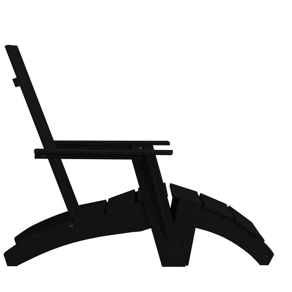 Flash Furniture Set of 2 Black Modern Adirondack Chairs & Ottomans - 2-JJ-C14509-14309-BK-GG