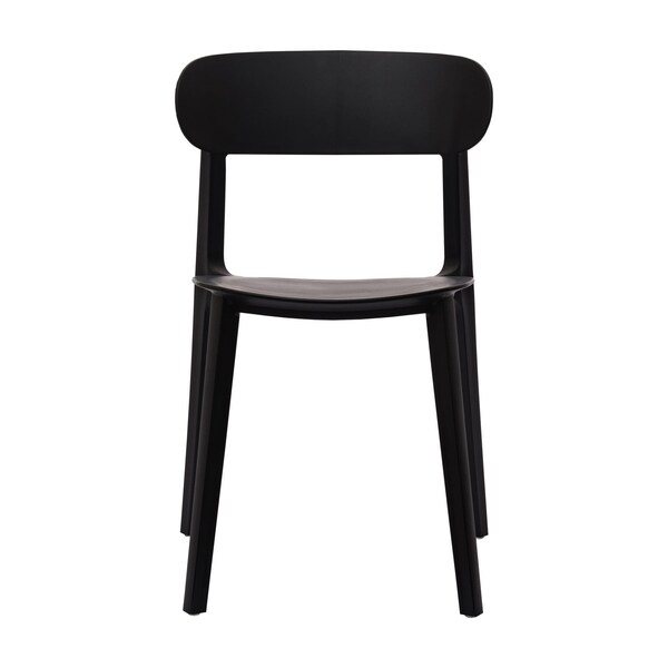 Flash Furniture Dover Stacking Patio Chairs w/Curved Backrests, All-Weather Resin Chairs in Black, 2PK - 2-DHF-340-APP-BLK-GG