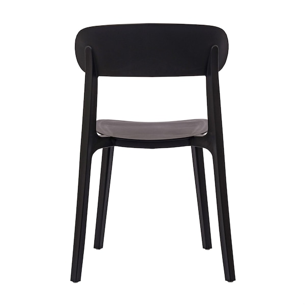 Flash Furniture Dover Stacking Patio Chairs w/Curved Backrests, All-Weather Resin Chairs in Black, 2PK - 2-DHF-340-APP-BLK-GG