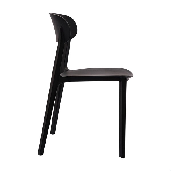 Flash Furniture Dover Stacking Patio Chairs w/Curved Backrests, All-Weather Resin Chairs in Black, 2PK - 2-DHF-340-APP-BLK-GG