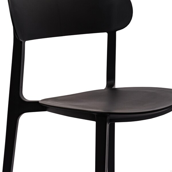 Flash Furniture Dover Stacking Patio Chairs w/Curved Backrests, All-Weather Resin Chairs in Black, 2PK - 2-DHF-340-APP-BLK-GG