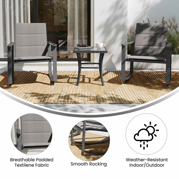Flash Furniture Gray 3-Piece Rocking Chair and Side Table Set - FV-FSC-2315-GRY-GG