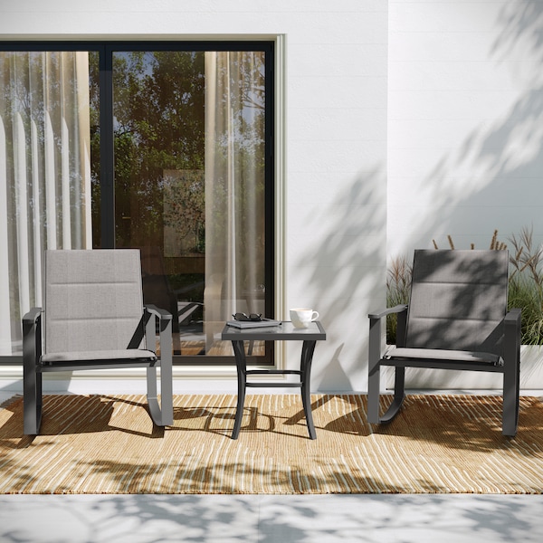 Flash Furniture Gray 3-Piece Rocking Chair and Side Table Set - FV-FSC-2315-GRY-GG