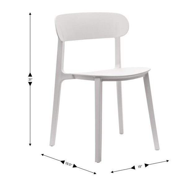 Flash Furniture Dover Stacking Patio Chairs w/Curved Backrests, All-Weather Resin Chairs in White, 2PK - 2-DHF-340-APP-WH-GG