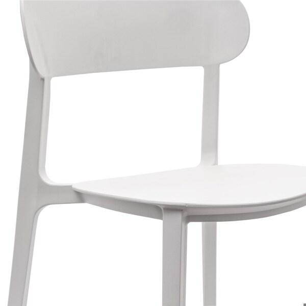 Flash Furniture Dover Stacking Patio Chairs w/Curved Backrests, All-Weather Resin Chairs in White, 2PK - 2-DHF-340-APP-WH-GG