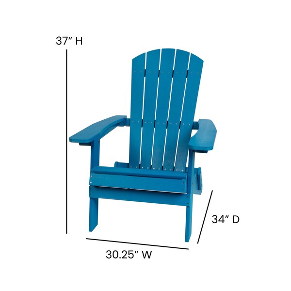 Flash Furniture All-Weather Folding Adirondack Chair in Blue - JJ-C14505-BLU-GG