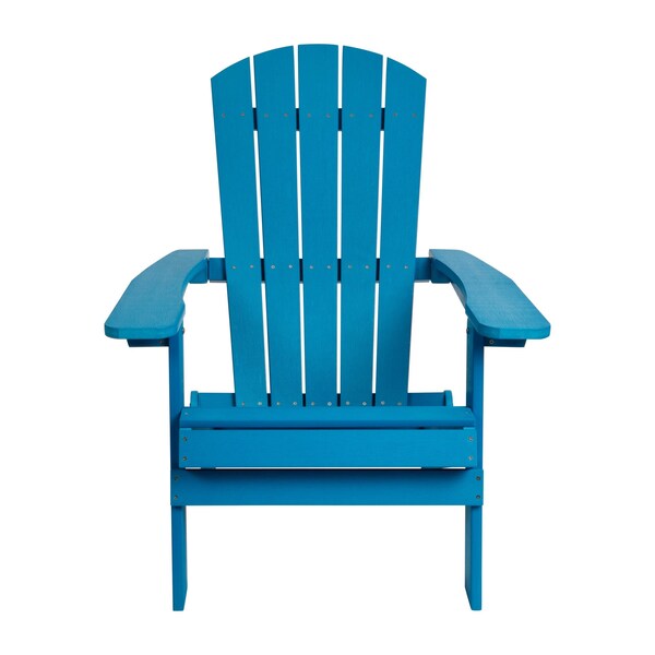 Flash Furniture All-Weather Folding Adirondack Chair in Blue - JJ-C14505-BLU-GG