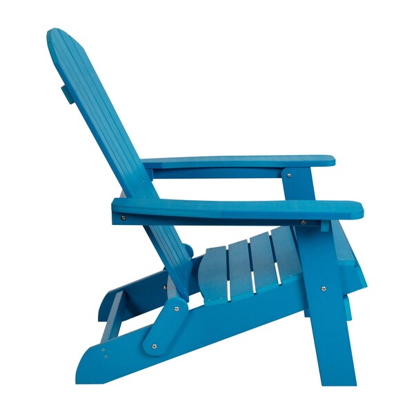 Flash Furniture All-Weather Folding Adirondack Chair in Blue - JJ-C14505-BLU-GG