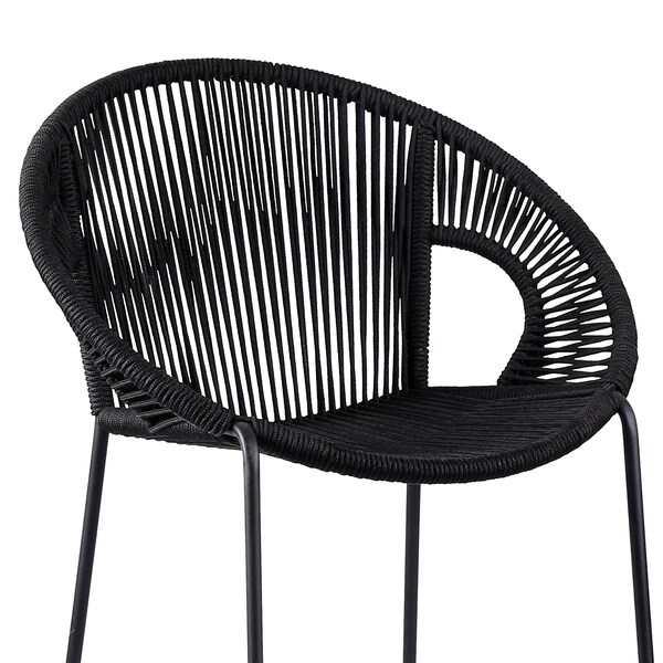 Armen Living Acapulco 30" Indoor Outdoor Steel Bar Stool with Black Rope - LCACBABL30