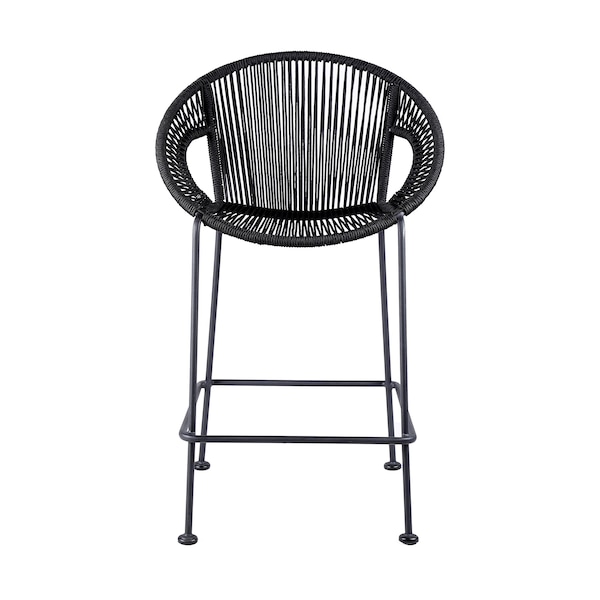 Armen Living Acapulco 30" Indoor Outdoor Steel Bar Stool with Black Rope - LCACBABL30