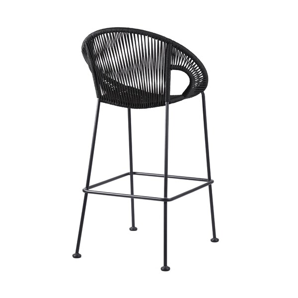 Armen Living Acapulco 30" Indoor Outdoor Steel Bar Stool with Black Rope - LCACBABL30