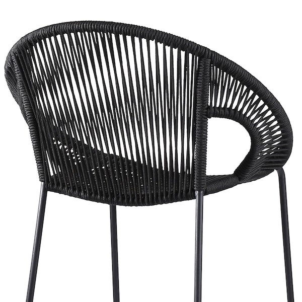Armen Living Acapulco 30" Indoor Outdoor Steel Bar Stool with Black Rope - LCACBABL30