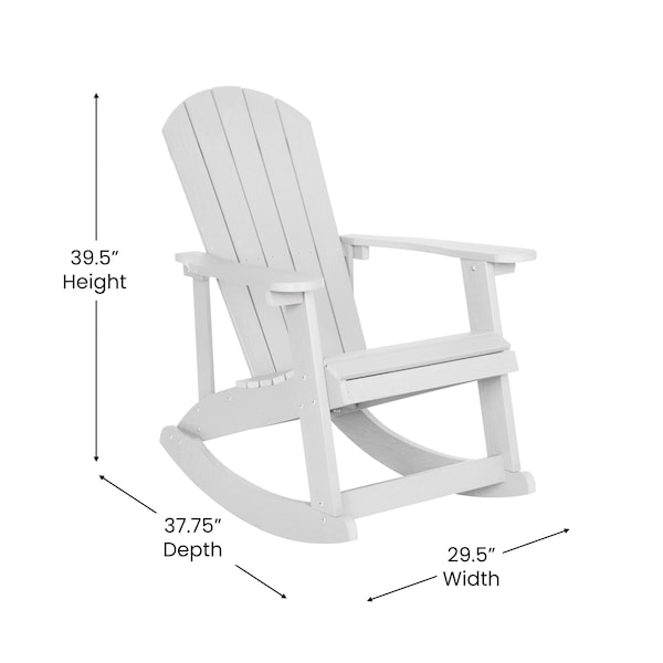 Flash Furniture White Adirondack Rockers & 1 Side Table, PK 4 - JJ-C14705-4-T14001-WH-GG