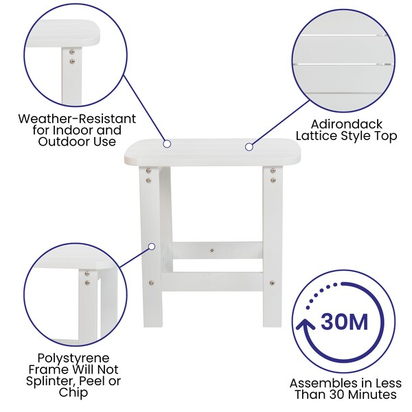 Flash Furniture White Adirondack Rockers & 1 Side Table, PK 4 - JJ-C14705-4-T14001-WH-GG