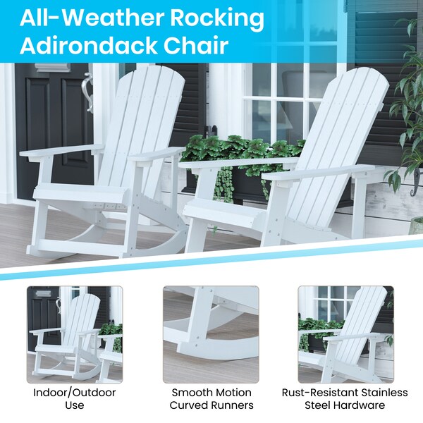 Flash Furniture White Adirondack Rockers & 1 Side Table, PK 4 - JJ-C14705-4-T14001-WH-GG