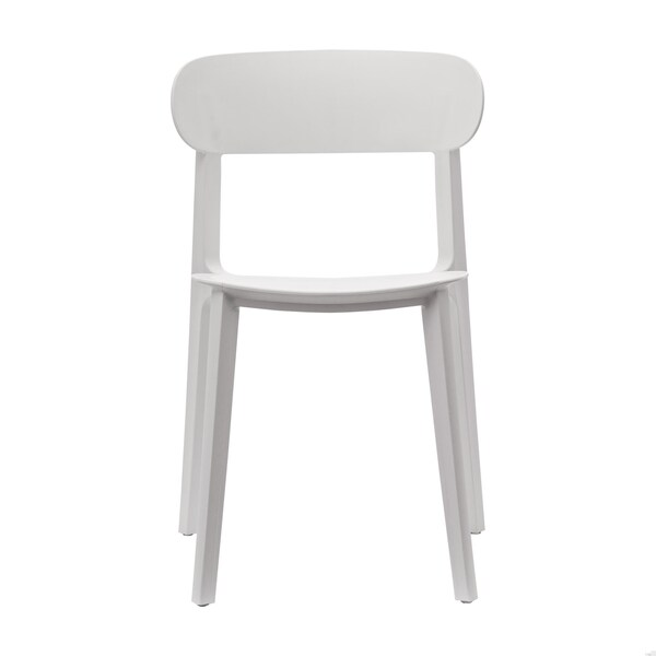 Flash Furniture Dover Indoor-Outdoor Stacking Patio Chair w/Curved Backrest, All-Weather Resin Chair in White - DHF-340-APP-WH-GG