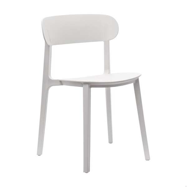 Flash Furniture Dover Indoor-Outdoor Stacking Patio Chair w/Curved Backrest, All-Weather Resin Chair in White - DHF-340-APP-WH-GG
