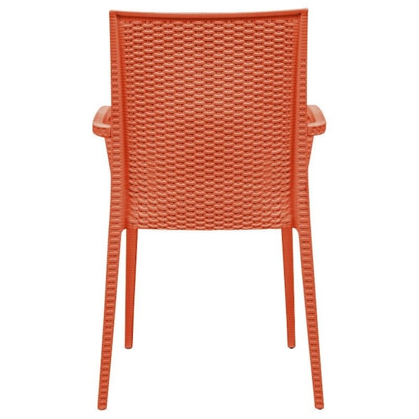 Leisuremod Weave Mace Indoor/Outdoor Arm Chair, Orange, 4PK - MCA19OR4