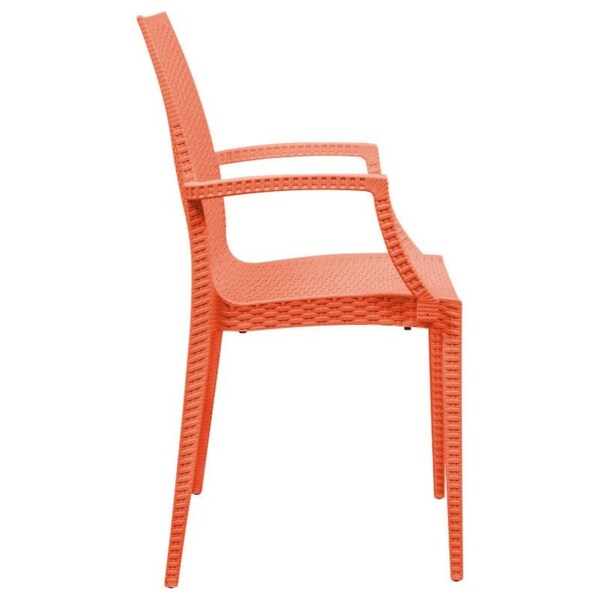 Leisuremod Weave Mace Indoor/Outdoor Arm Chair, Orange, 4PK - MCA19OR4