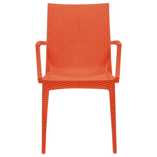 Leisuremod Weave Mace Indoor/Outdoor Arm Chair, Orange, 4PK - MCA19OR4