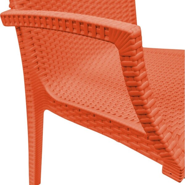 Leisuremod Weave Mace Indoor/Outdoor Arm Chair, Orange, 4PK - MCA19OR4