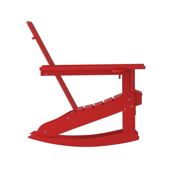 Flash Furniture Red Adirondack Rocking Chair with Cupholder - LE-HMP-1045-31-RD-GG