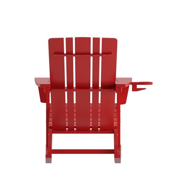 Flash Furniture Red Adirondack Rocking Chair with Cupholder - LE-HMP-1045-31-RD-GG