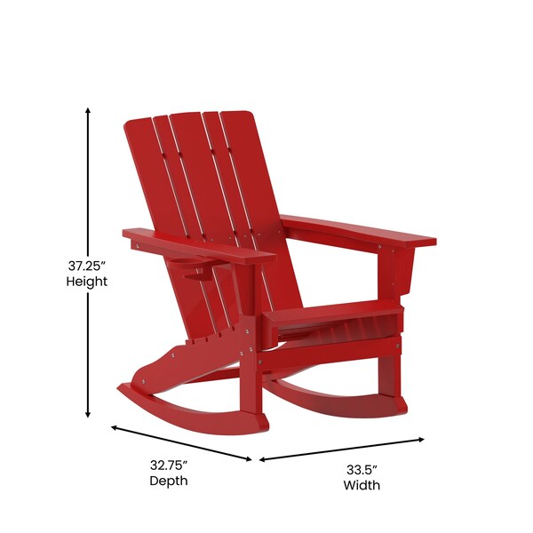 Flash Furniture Red Adirondack Rocking Chair with Cupholder - LE-HMP-1045-31-RD-GG