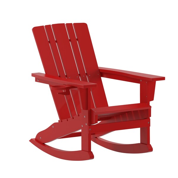 Flash Furniture Red Adirondack Rocking Chair with Cupholder - LE-HMP-1045-31-RD-GG
