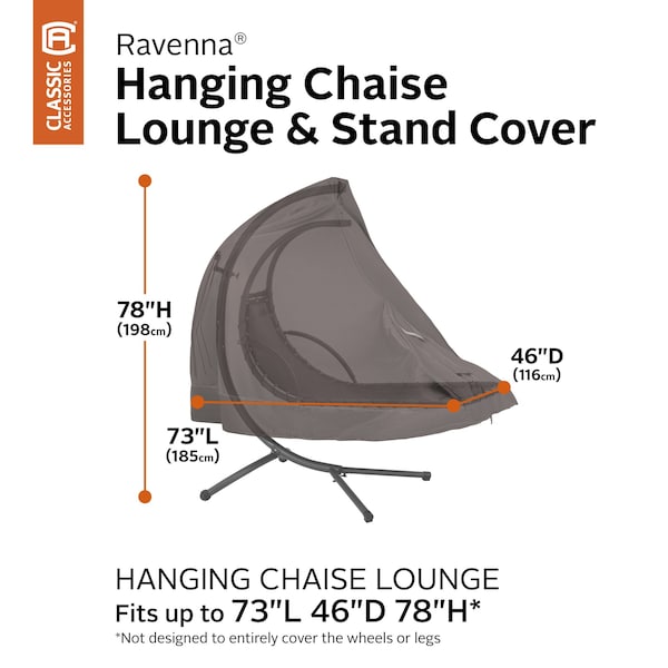 Classic Accessories Ravenna Hanging Chaise Lounge and Stand Cover, 73 x 46 x 78 in. - 56-482-015101-EC