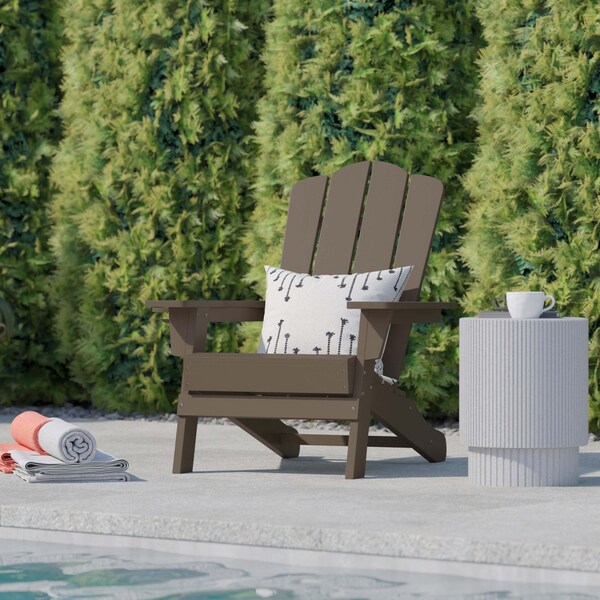 Flash Furniture Brown Adirondack Patio Chair with Cupholder - LE-HMP-1044-10-BR-GG